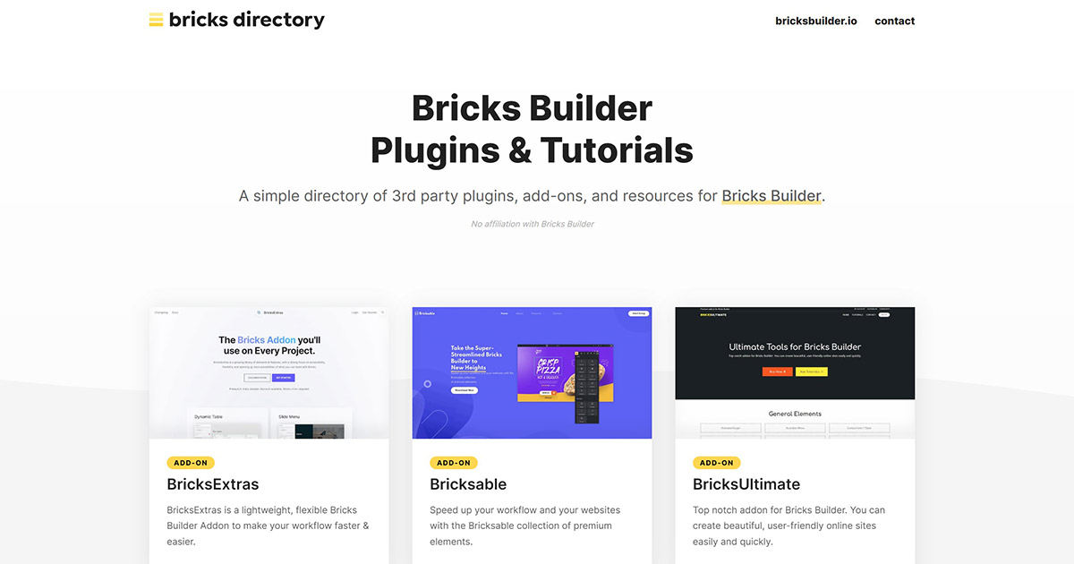 Bricks Directory – Plugins, Add-Ons, & Resources for Bricks Builder